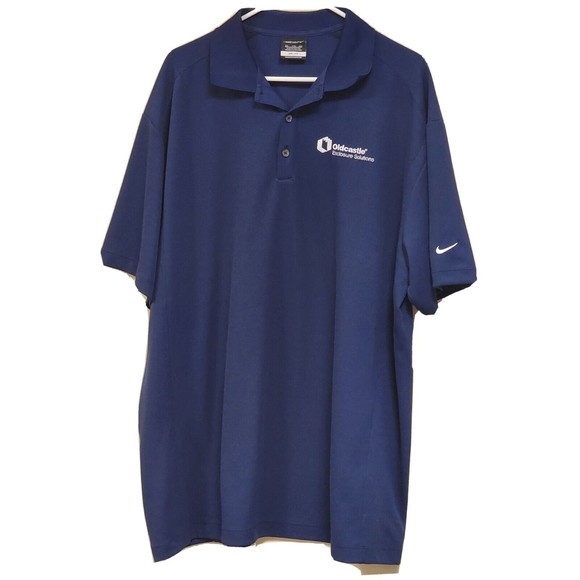 Nike Golf Men's Polo Shirt 2XL Blue Solid Dri-Fit Short Sleeve Logo - Picture 4 of 6